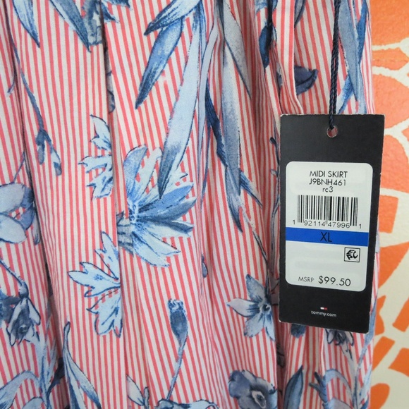 NWT Tommy Hilfiger Striped Floral Flowy Skirt XL - Picture 2 of 2